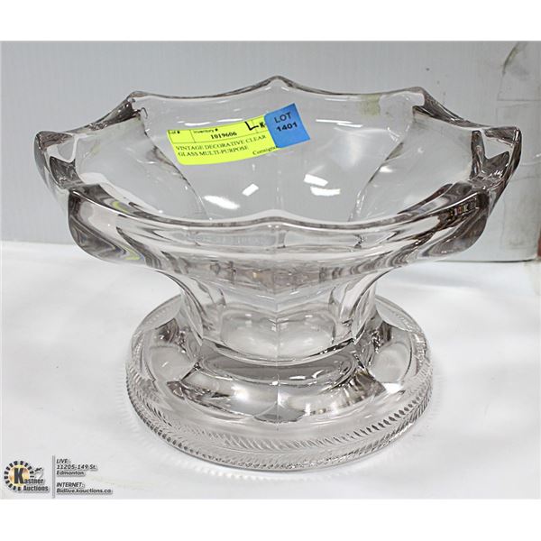 VINTAGE DECORATIVE CLEAR GLASS MULTI-PURPOSE