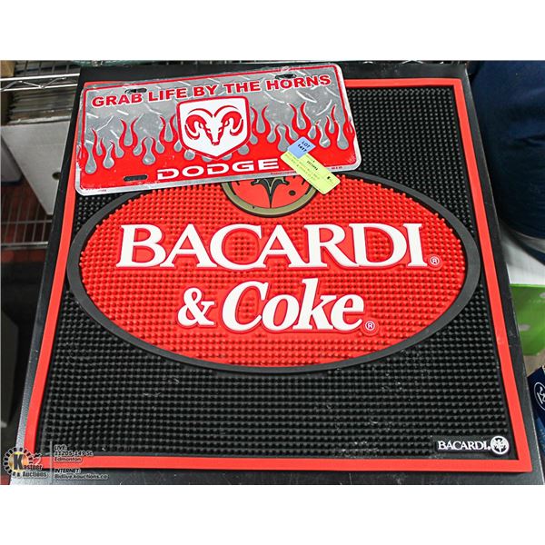 BACARDI AND COKE LARGE SPILLMAT & DODGE PLATE