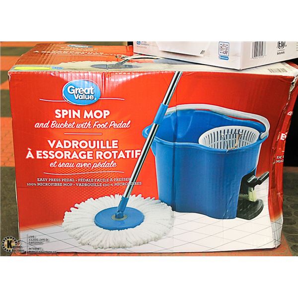 GREAT VALUE SPIN MOP BUCKET WITH FOOT PEDAL