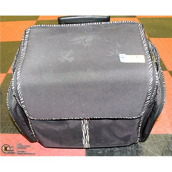 BLACK WITH BLACK/WHITE TRIM MULTI-PURPOSE BAG