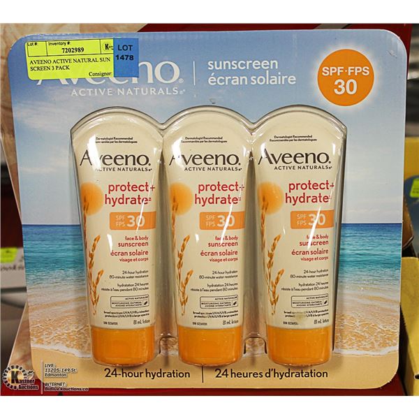 AVEENO ACTIVE NATURAL SUN SCREEN 3 PACK