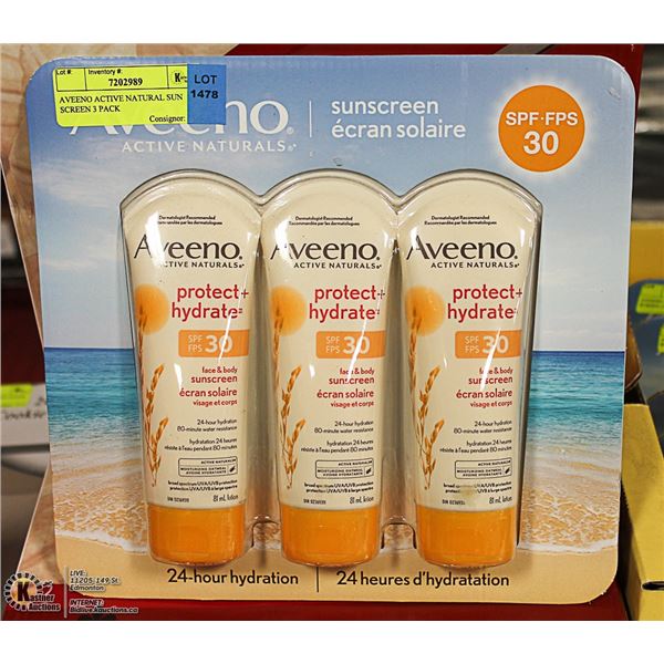 AVEENO ACTIVE NATURAL SUN SCREEN 3 PACK