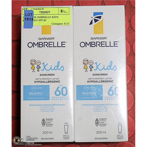 2 GARNIER OMBRELLE KID'S SUNSCREEN SPF 60