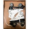 Image 1 : FLAT WITH WHITE LEATHER ORBIT ROLLER SKATES -