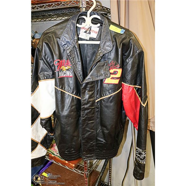 SPEED ZONE MEN'S XL  LEATHER RACING JACKET WITH