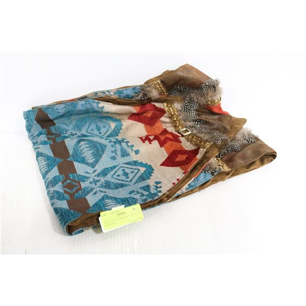 AZTEC STYLE TABLE RUNNER WITH FEATHERS