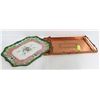 Image 1 : 2 VINTAGE TRAYS ONE METAL AND CERAMIC
