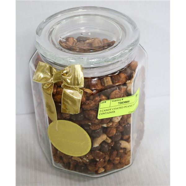 2 CANDY COATED PEANUTS GLASS CONTAINER