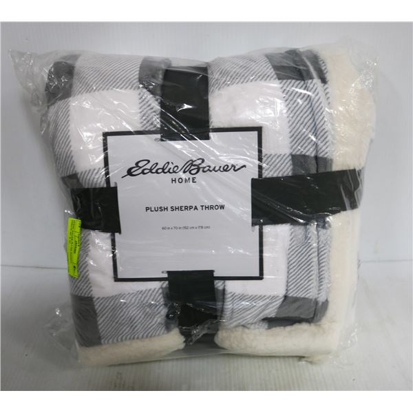 EDDIE BAUER PLUSH SHERPA THROW 60" X 70"