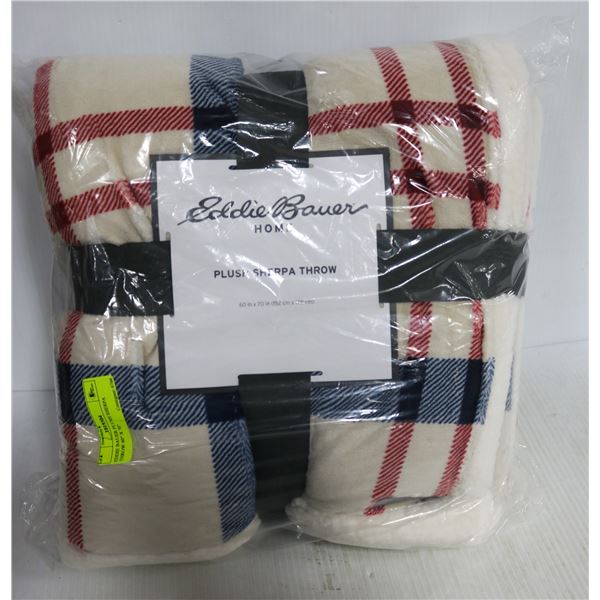 EDDIE BAUER PLUSH SHERPA THROW 60" X 70"