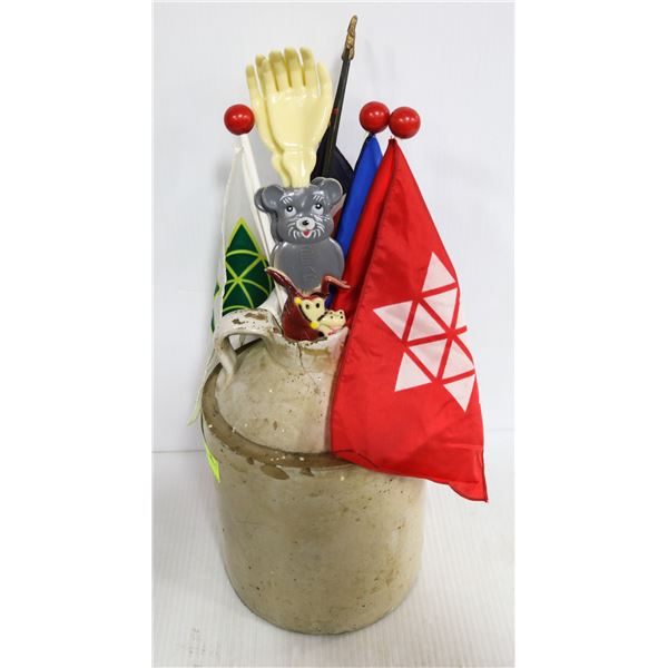 ANTIQUE JUG WITH FLAGS