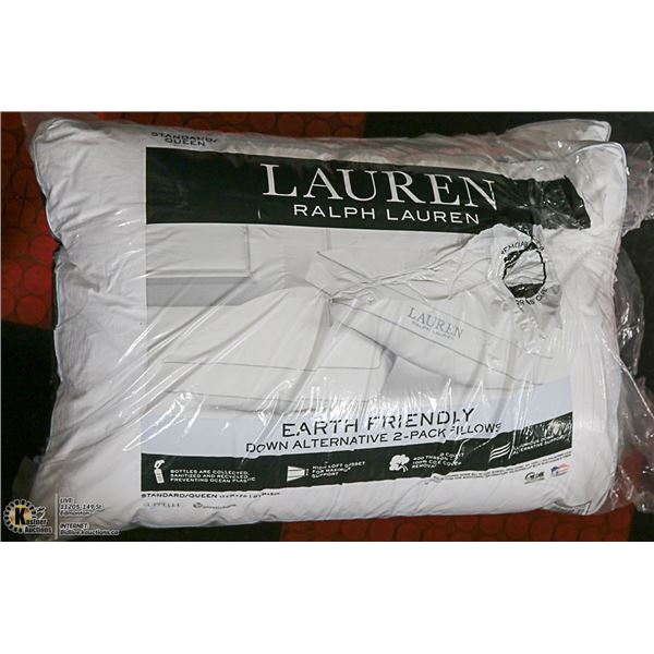 PAIR OF RALPH LAUREN DESIGNER QUEEN PILLOWS