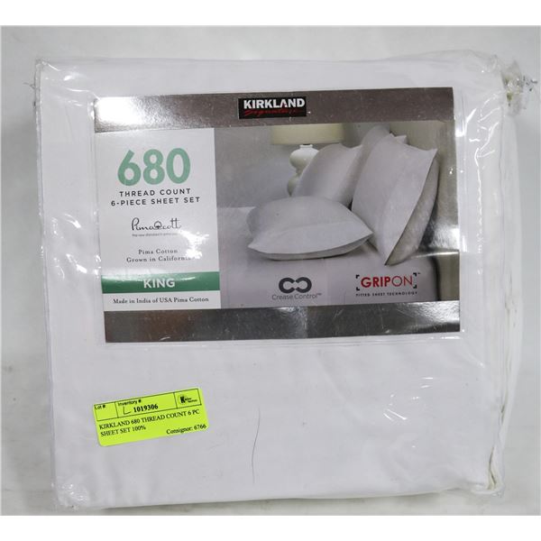KIRKLAND 680 THREAD COUNT 6 PC SHEET SET 100%