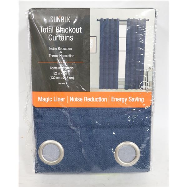 NEW SUNBLK TOTAL BLACKOUT CURTAINS CONT 2 PANELS