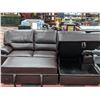 Image 2 : CONVERTIBLE BROWN LEATHERETTE SECTIONAL WITH