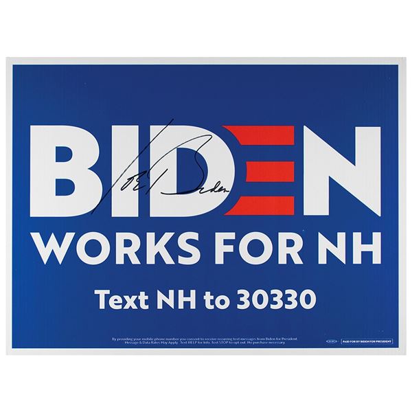Joe Biden Signed Presidential Campaign Sign