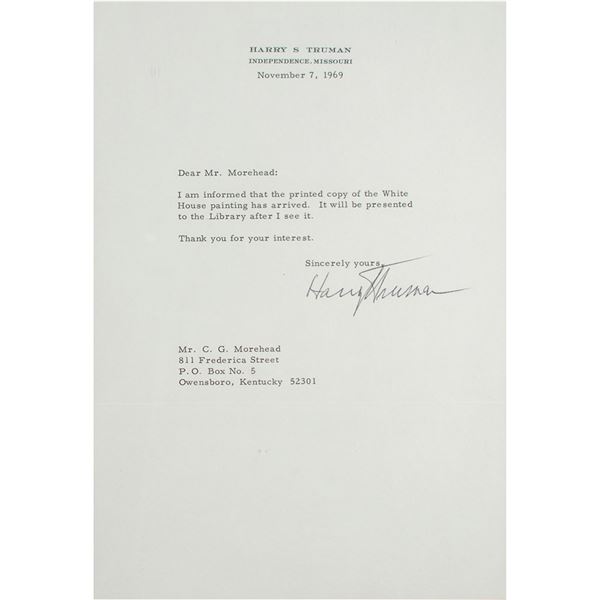 Harry S. Truman Typed Letter Signed