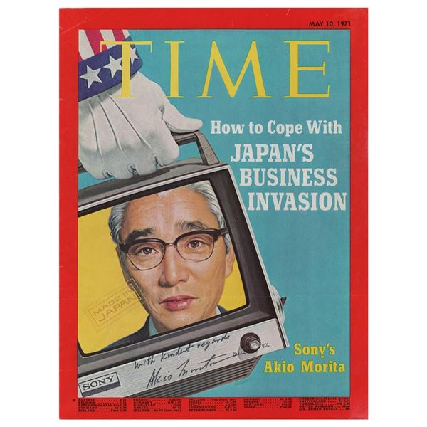 Akio Morita Signed Magazine Cover