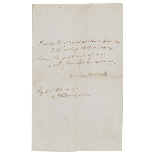 William Wordsworth Autograph Quotation Signed