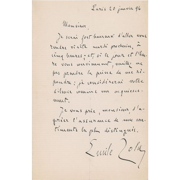 Emile Zola Autograph Letter Signed