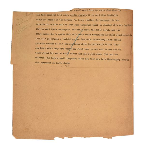 Huddie ‘Lead Belly’ Ledbetter Manuscript Collection