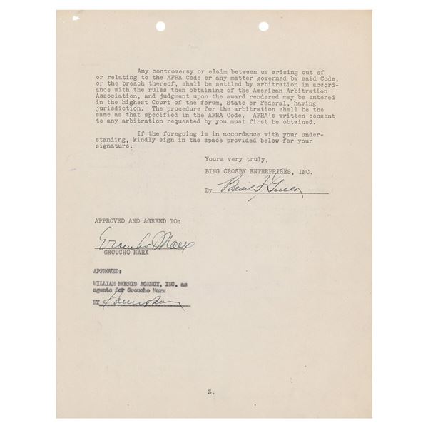 Groucho Marx Document Signed