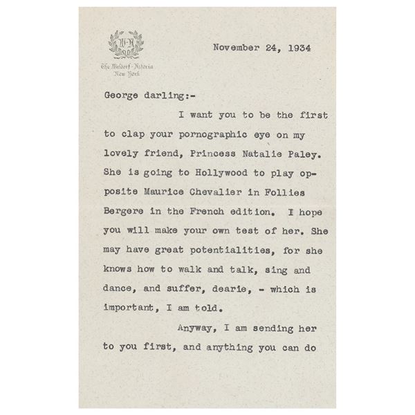 Elsa Maxwell (2) Typed Letters Signed