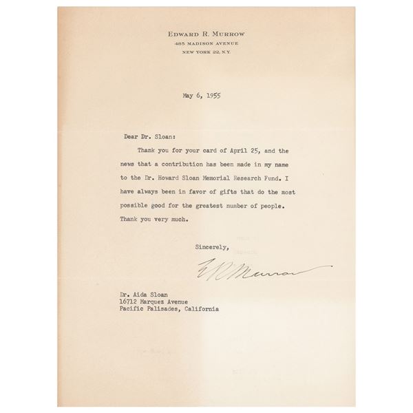 Edward R. Murrow Typed Letter Signed