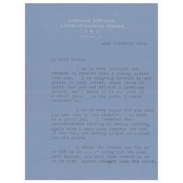 Laurence Olivier Typed Letter Signed