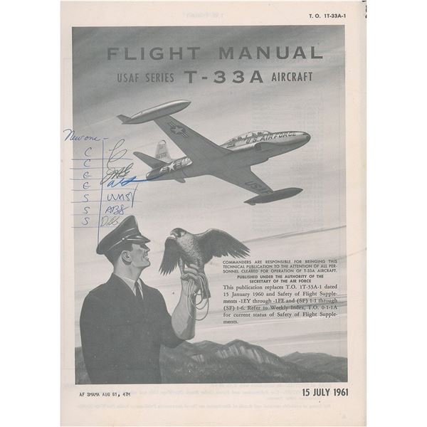 Scott Carpenter's T-33A Flight Manual with Mercury Astronauts Initials