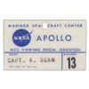 Image 1 : Alan Bean's Apollo 13 MCC Viewing Room Badge