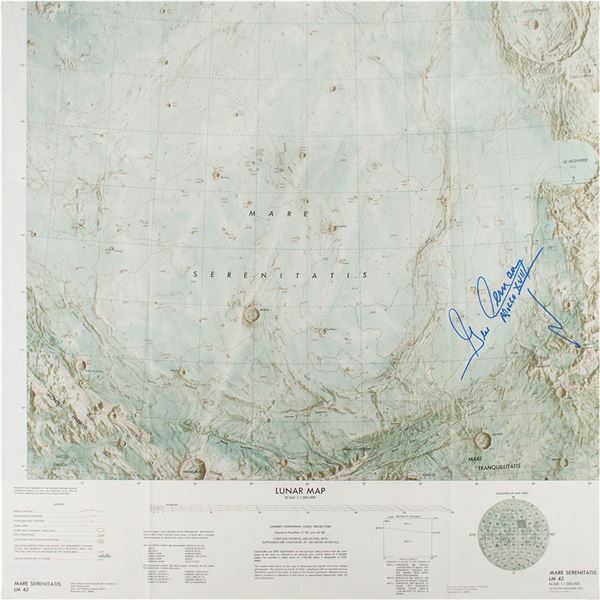 Gene Cernan Signed Apollo 17 Lunar Map