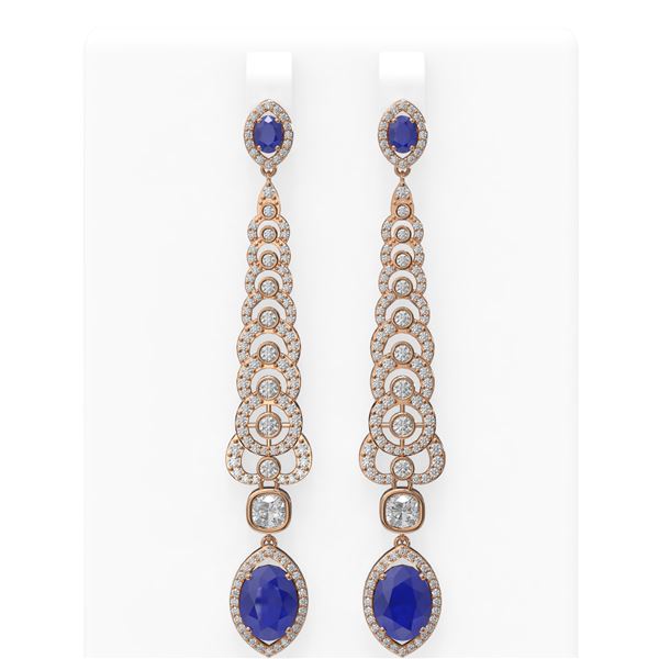 9.18 ctw Sapphire & Diamond Earrings 18K Rose Gold - REF-520N2F