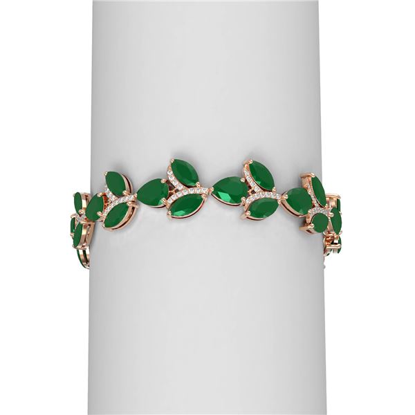 38.72 ctw Emerald & Diamond Bracelet 18K Rose Gold - REF-527G3W