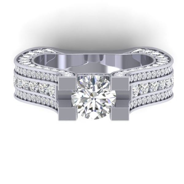 4.5 ctw Certified VS/SI Diamond Art Deco Micro Ring 14k White Gold - REF-500W8H