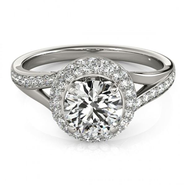 1.35 ctw Certified VS/SI Diamond Halo Ring 18k White Gold - REF-162Y3X