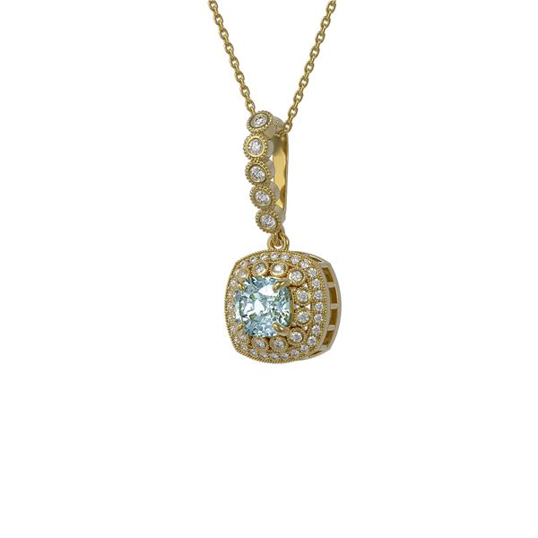 2.25 ctw Aquamarine & Diamond Victorian Necklace 14K Yellow Gold - REF-81K3Y