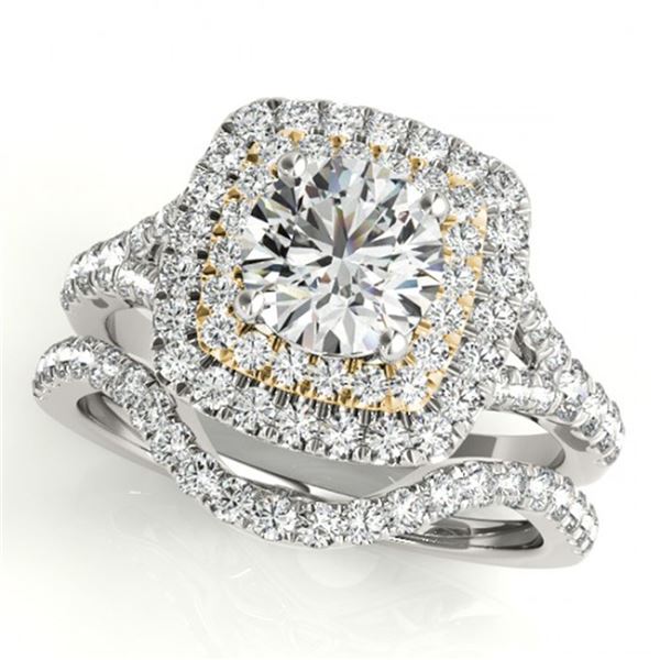 1.67 ctw Certified VS/SI Diamond 2pc Set Solitaire Halo 14k 2Tone Gold - REF-190G9W