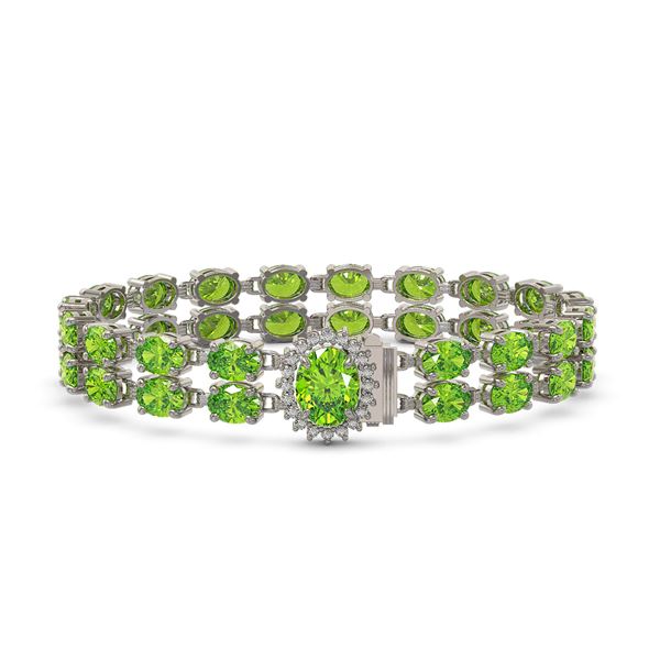 26.52 ctw Peridot & Diamond Bracelet 14K White Gold - REF-244W8H
