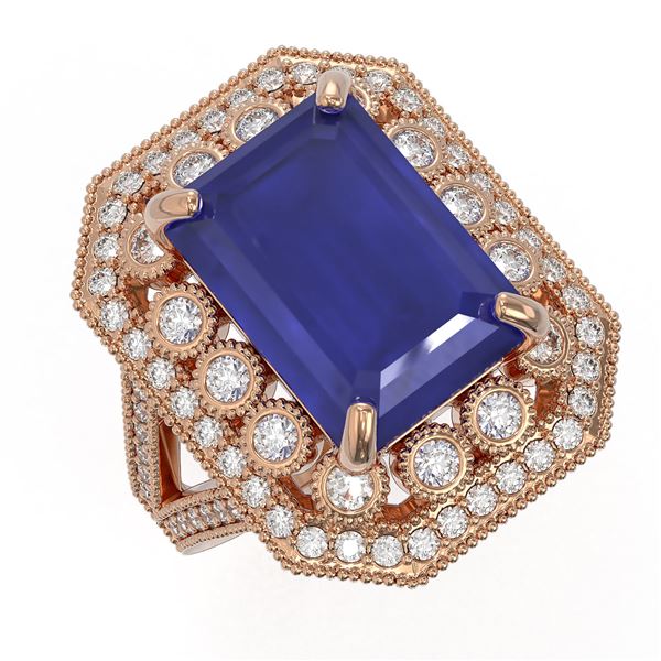 11.98 ctw Certified Sapphire & Diamond Victorian Ring 14K Rose Gold - REF-240G9W