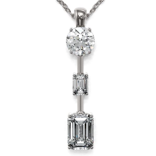 1.75 ctw Emerald Cut Diamond Designer Necklace 18K White Gold - REF-454H2R