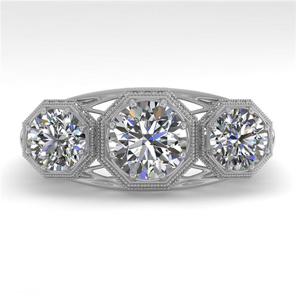 2 ctw Past Present Future Diamond Ring Art Deco 18k White Gold - REF-421A8N