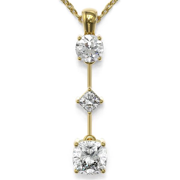 1.16 ctw Cushion Cut Diamond Designer Necklace 18K Yellow Gold - REF-163Y3X