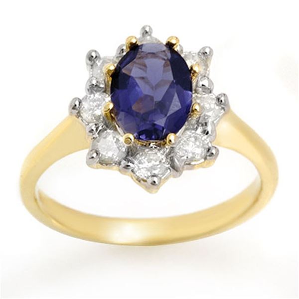 1.75 ctw Kaynite & Diamond Ring 14k Yellow Gold - REF-95W8H