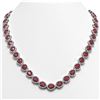 Image 1 : 45.93 ctw Ruby & Diamond Micro Pave Halo Necklace 10k White Gold - REF-674H2R