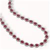 Image 2 : 45.93 ctw Ruby & Diamond Micro Pave Halo Necklace 10k White Gold - REF-674H2R