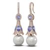 Image 2 : 6.82 ctw Tanzanite & Diamond Earrings 18K Rose Gold - REF-343G6W