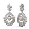 Image 2 : 5.22 ctw Diamond & Pearl Earrings 18K White Gold - REF-587K5Y