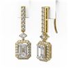 Image 3 : 3 ctw Emerald Cut Diamond Designer Earrings 18K Yellow Gold - REF-757N9F