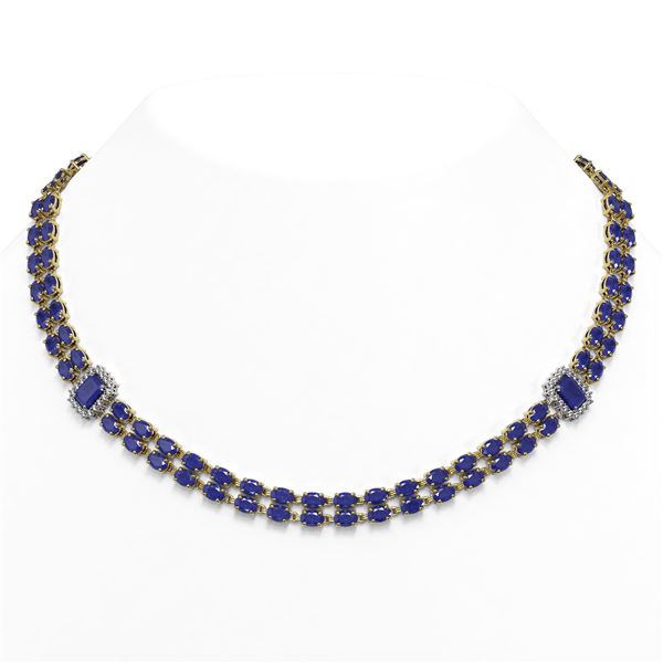 41.63 ctw Sapphire & Diamond Necklace 14K Yellow Gold - REF-527X3A
